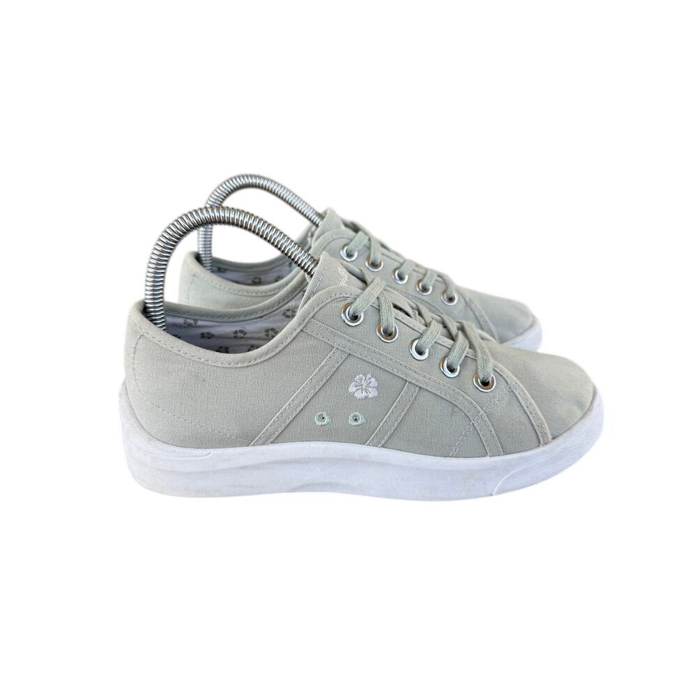 Tommy Bahama Mint Green Floral Embroidery Canvas Sneakers Women's Sz 6.5